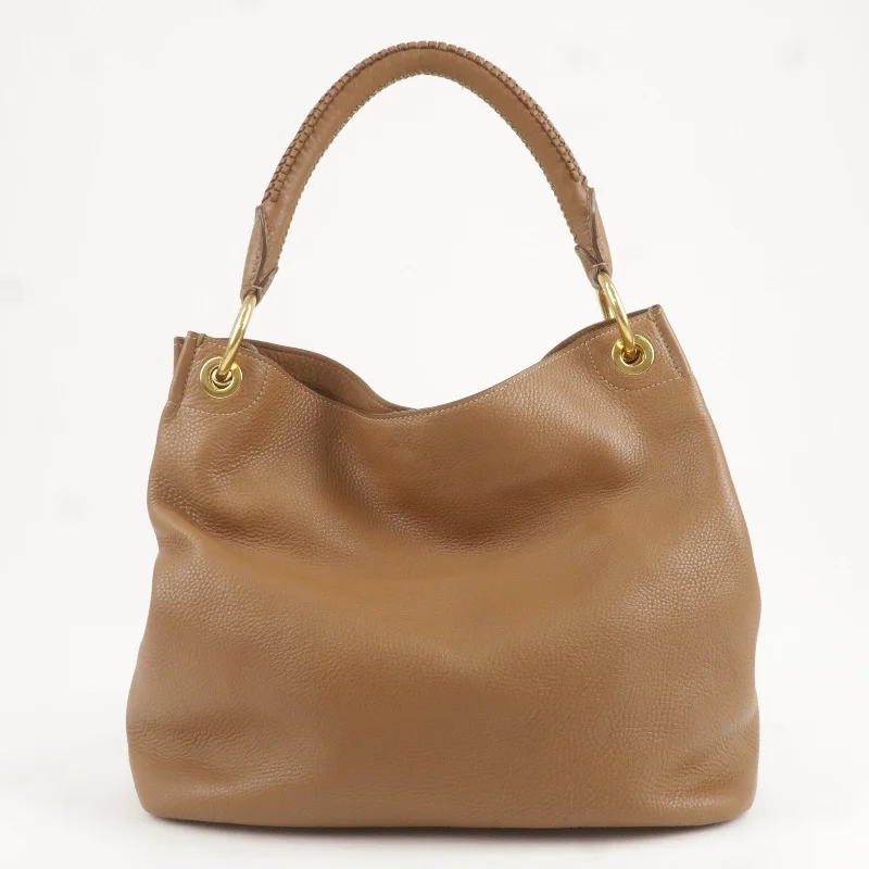 PRADA Logo Leather One Shoulder Bag Brown BR4829