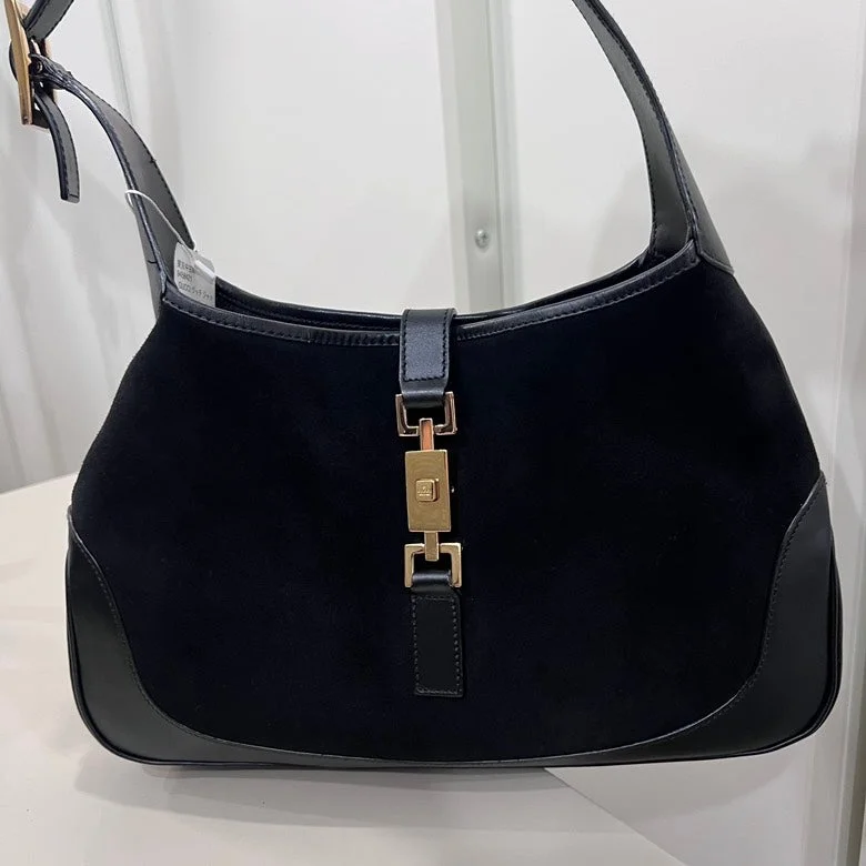 Gucci Black Canvas Leather Shoulder Bag Medium