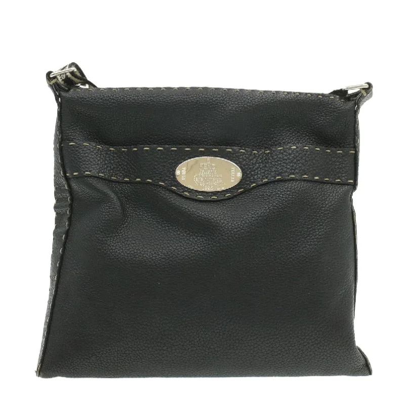 FENDI Shoulder Bag Leather Black  rd1013