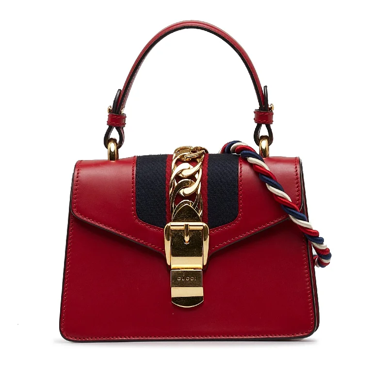 Gucci Sylvie Top Handle Mini Red Leather