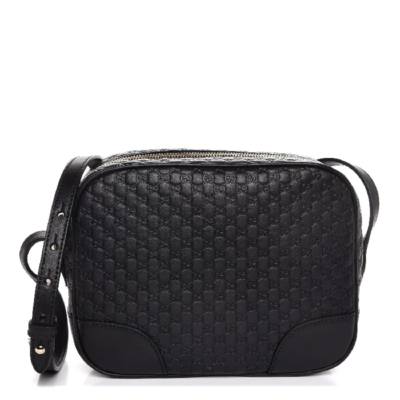 Gucci Bree Black Leather Microguccisima GG Cross Body Bag 449413