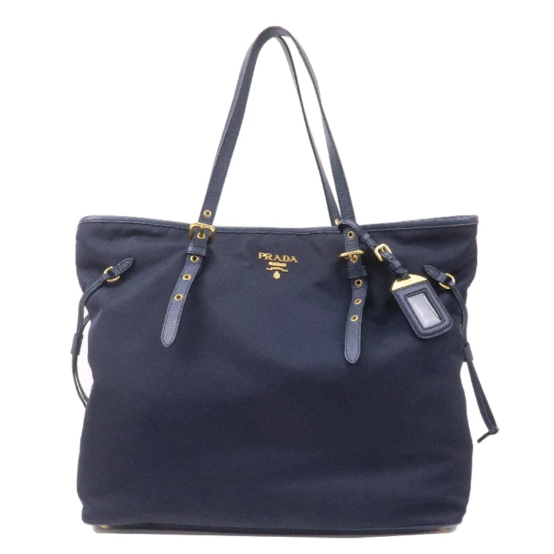 PRADA Nylon Leather Tote Bag Shoulder Bag Navy 1BG401