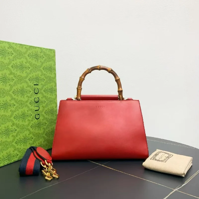 Gucci Bamboo Red Leather Two Way Bag 29.5