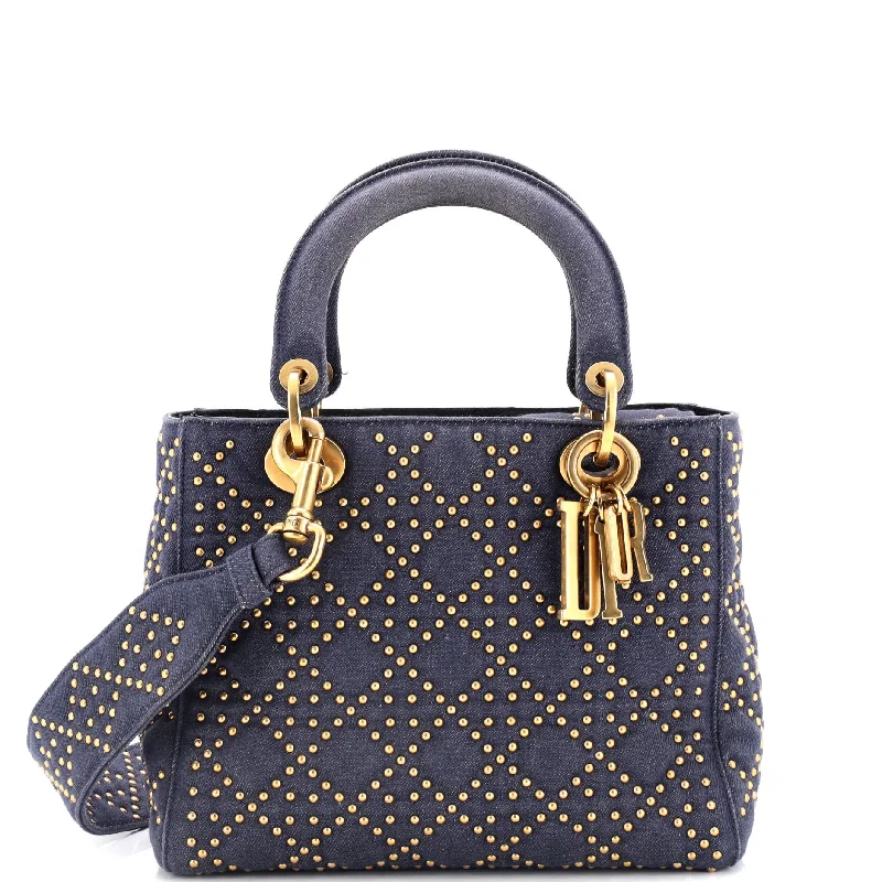 Supple Lady Dior Bag Cannage Studded Denim Medium