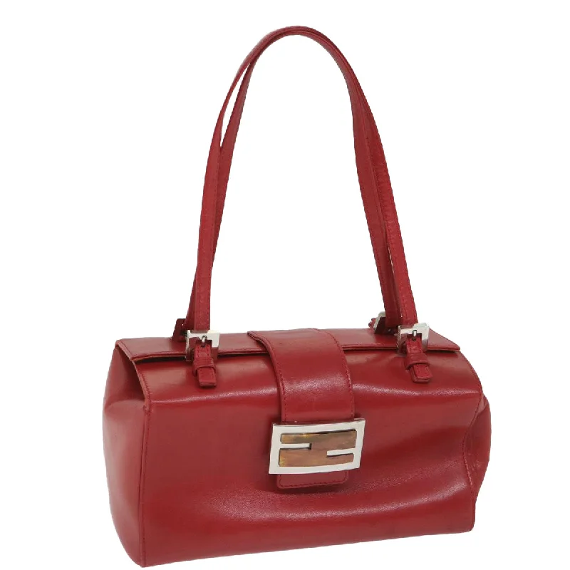 FENDI Mamma Baguette Hand Bag Leather Red  56545