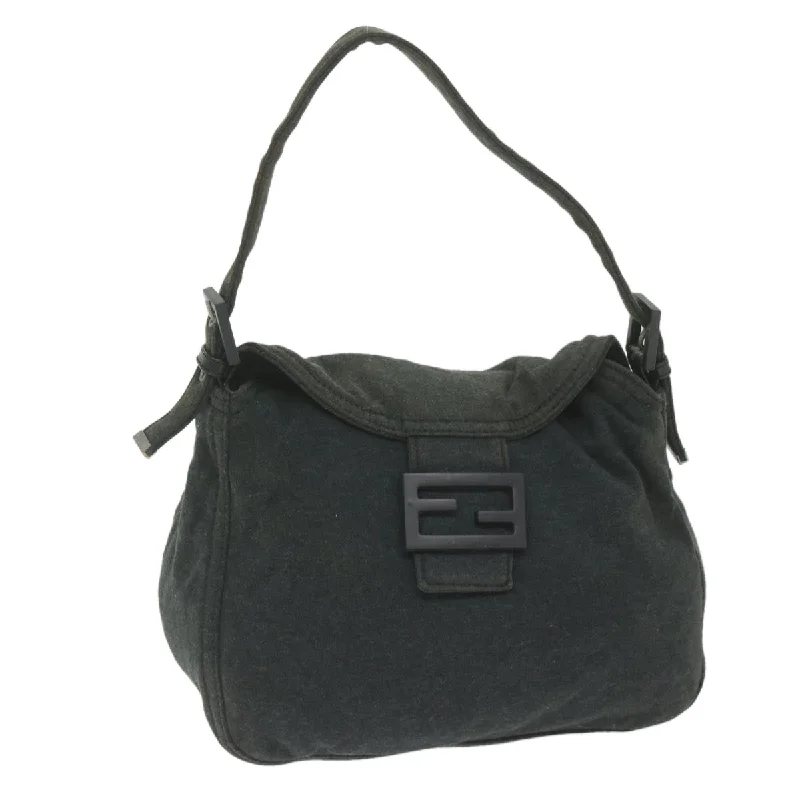 FENDI Mamma Baguette Shoulder Bag cotton Gray  am5207