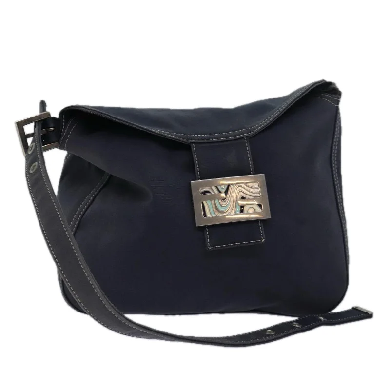 FENDI Mamma Baguette Shoulder Bag Canvas Gray  78396