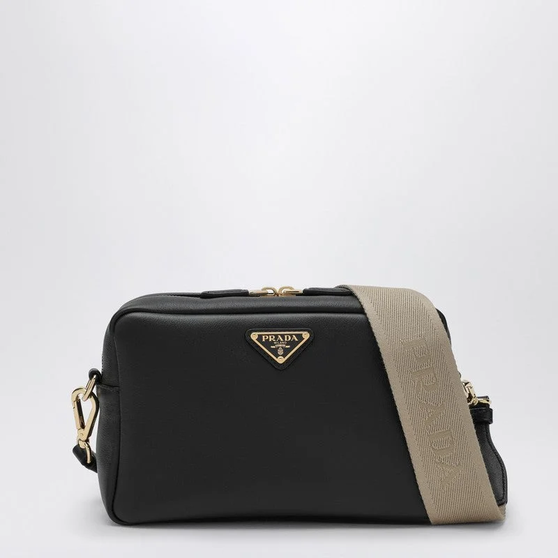 Prada Black Leather Camera Bag With Logo Women