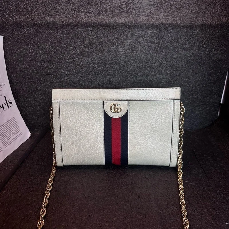 Gucci Cream White Leather Clip Bag 25cm