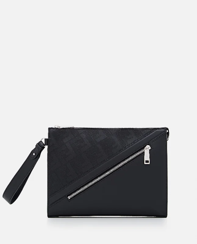 Fendi Men Leather Ff Pouch Bag