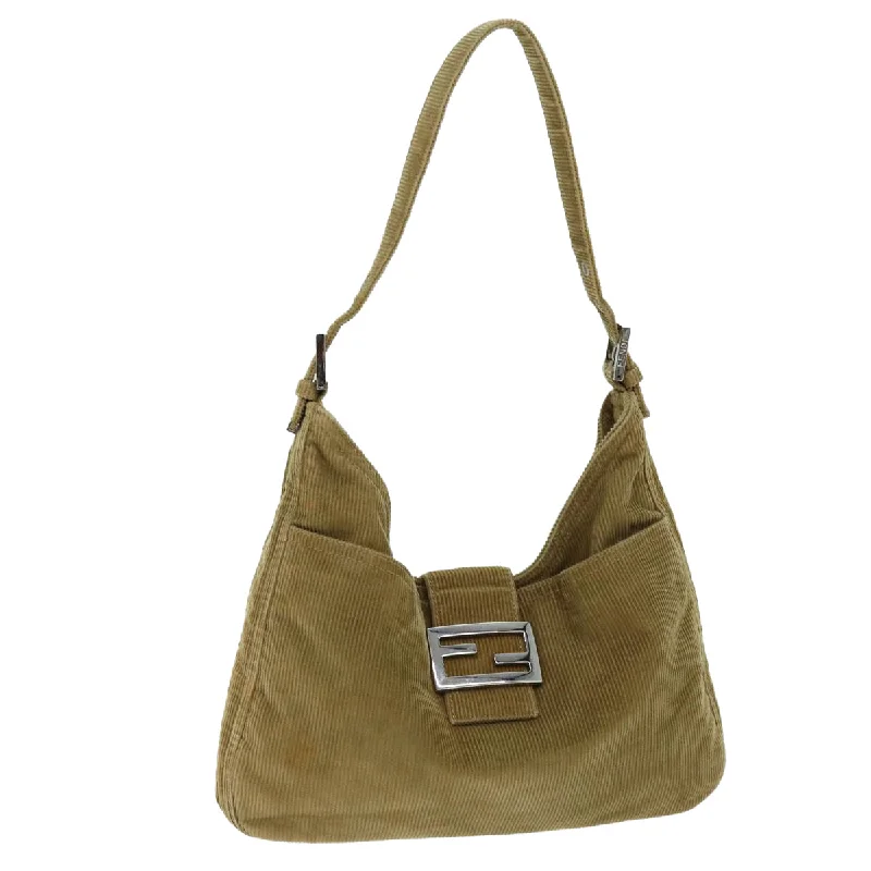 FENDI Mamma Baguette Shoulder Bag Corduroy Brown  yk12382