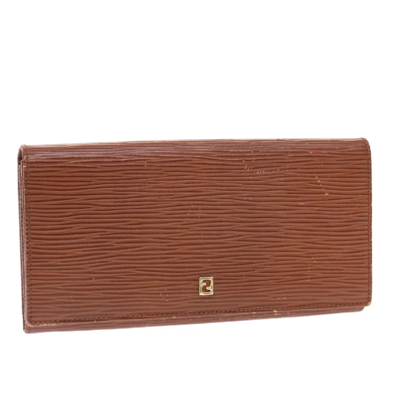 FENDI Long Wallet Leather Brown  50286