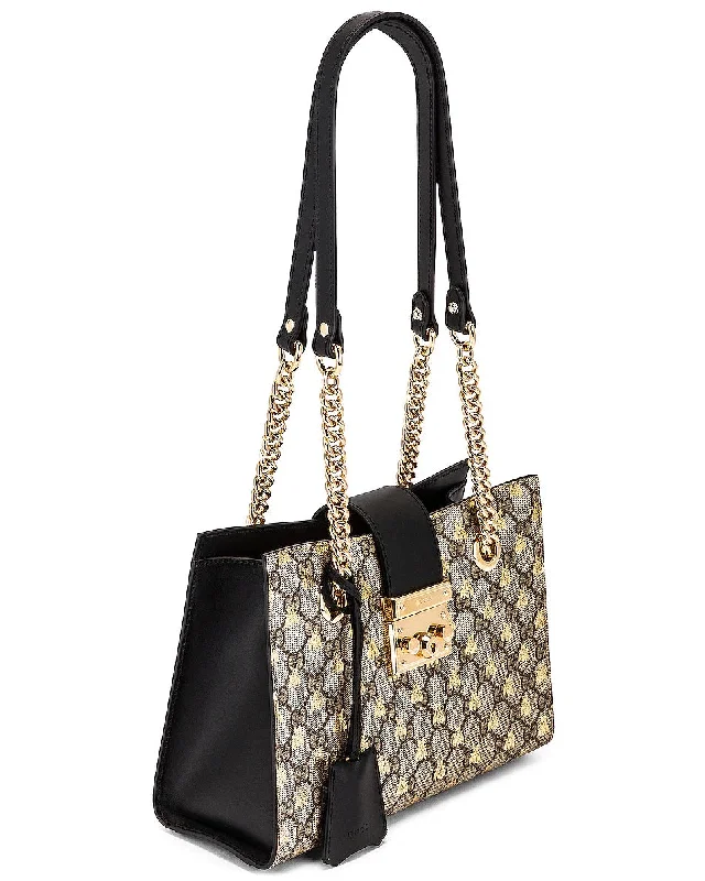 GUCCI PADLOCK BEE PRINT CHAIN TOTE