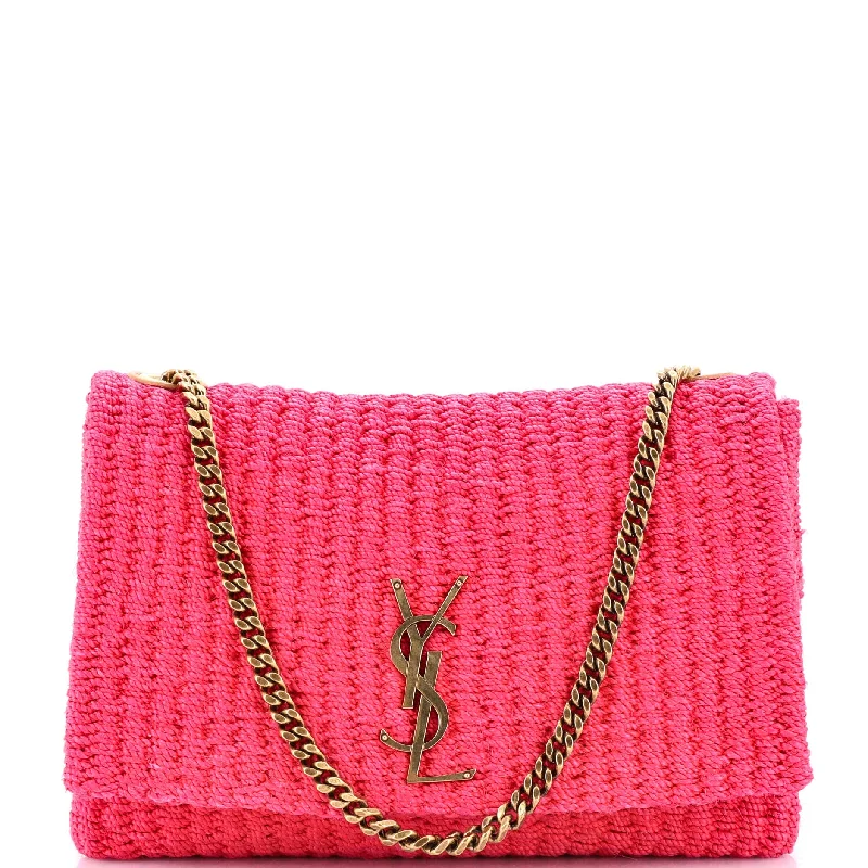 Kate 99 Tassel Flap Bag Woven Raffia Medium