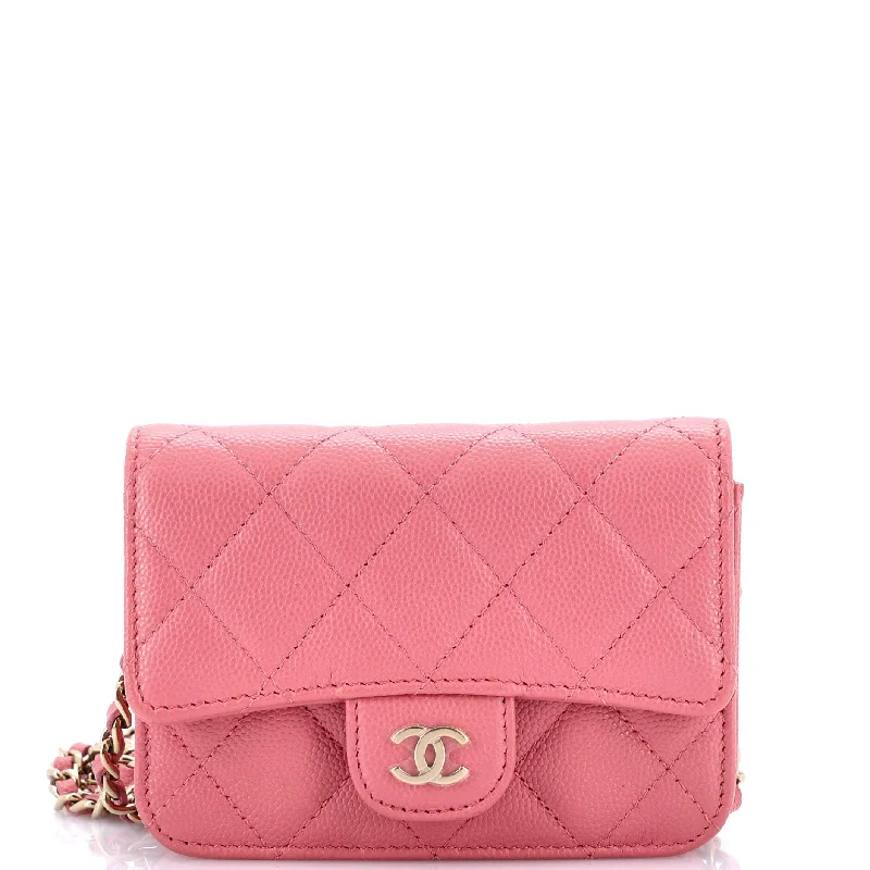 Classic Flap Clutch with Chain Quilted Caviar Small