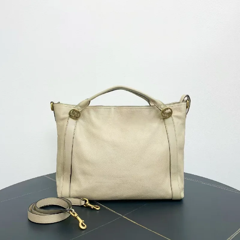 Gucci Beige Leather Two Way Bag Medium