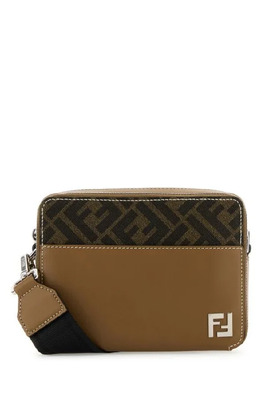 Fendi Men Embroidered Canvas Camera Crossbody Bag