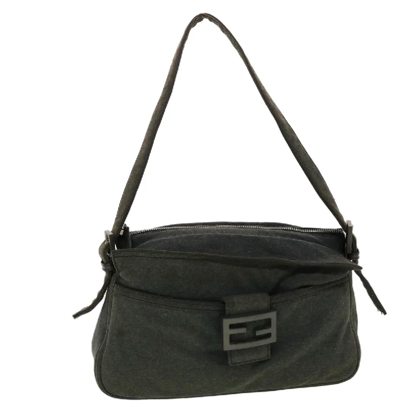 FENDI Mamma Baguette Shoulder Bag Canvas Gray  yk7105B