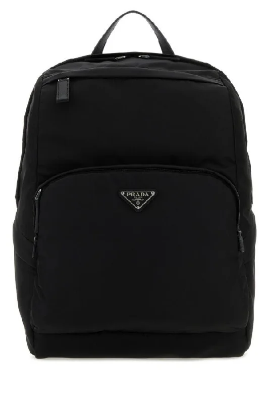 Prada Man Black Re-Nylon And Leather Backpack