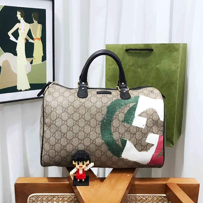 Gucci Boston Joy Beige Canvas Tote Bag Large