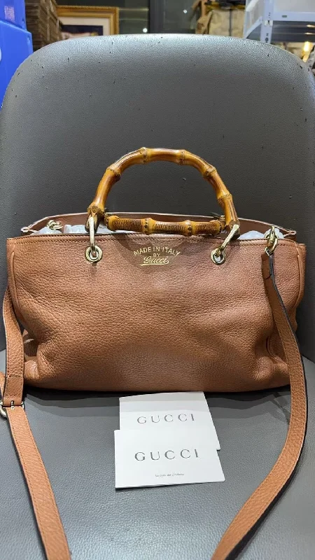 Gucci Bamboo Brown Leather Tote Bag Medium