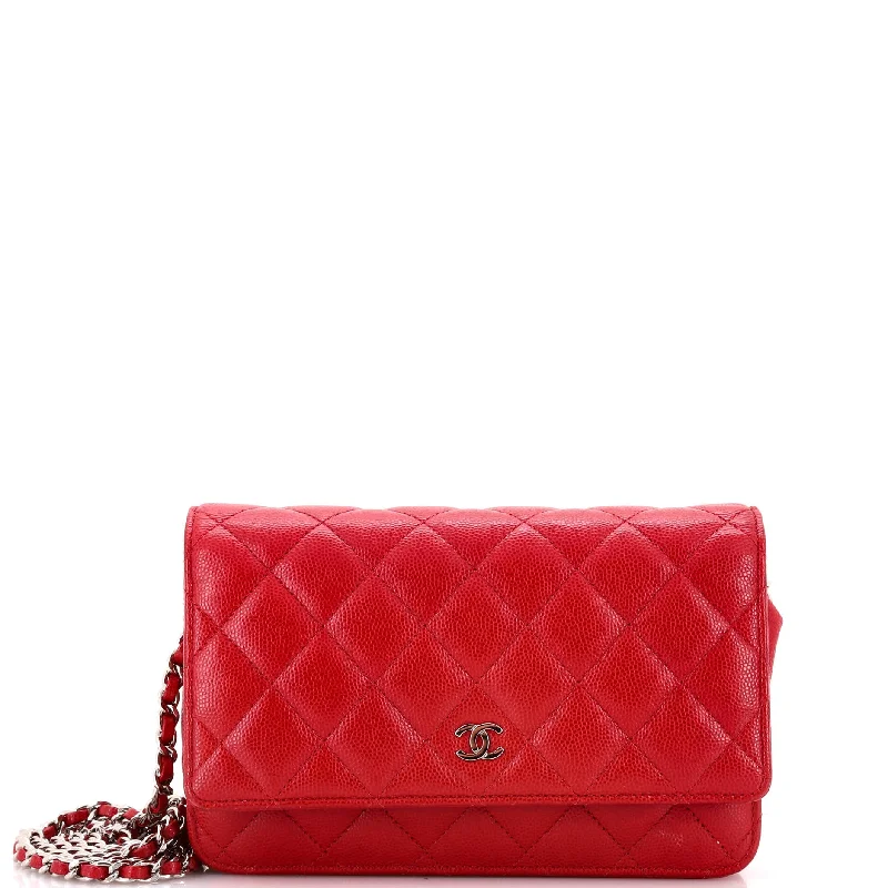 Wallet on Chain Quilted Iridescent Caviar