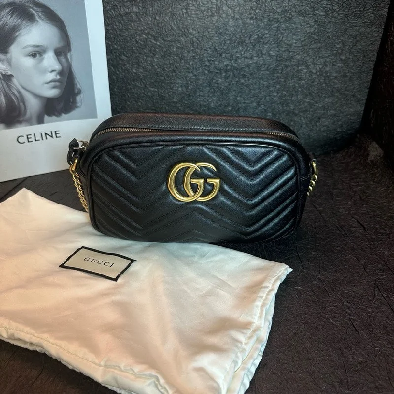 Gucci Black Gold Camera Box Shoulder Crossbody Bag 24cm