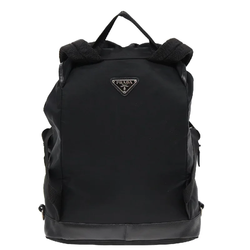 PRADA Backpack Nylon Black Silver  ki4718