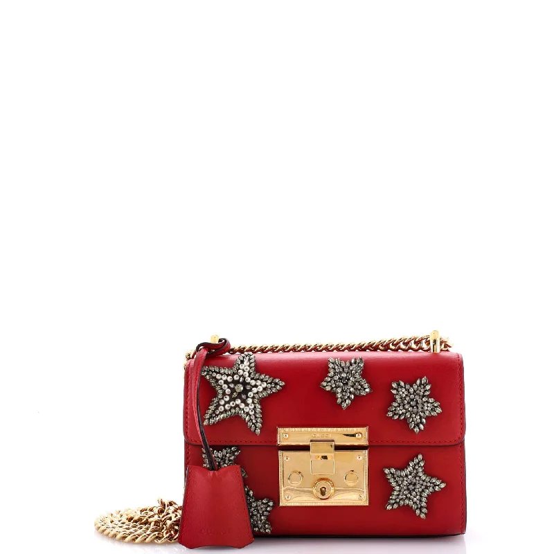 Padlock Shoulder Bag Embellished Leather Small