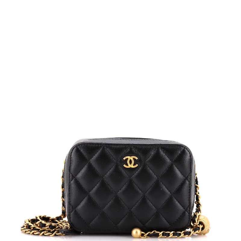 Pearl Crush Zip Around Vanity Case with Chain Quilted Lambskin Mini