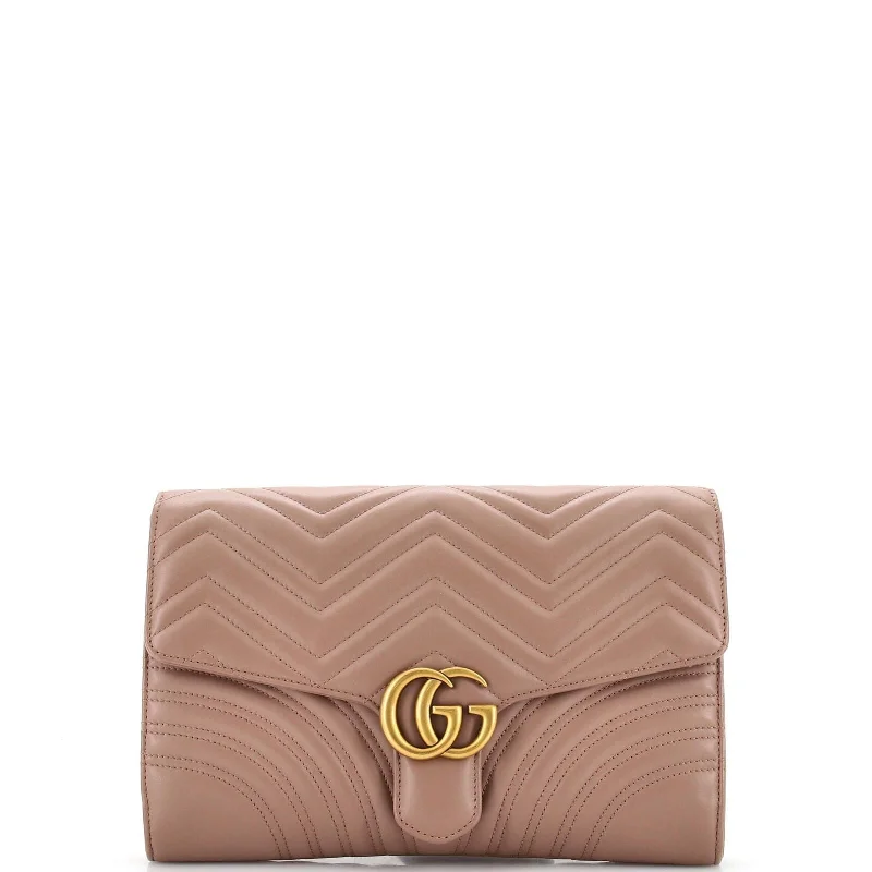 Gucci Gg Marmont Flap Clutch Matelasse