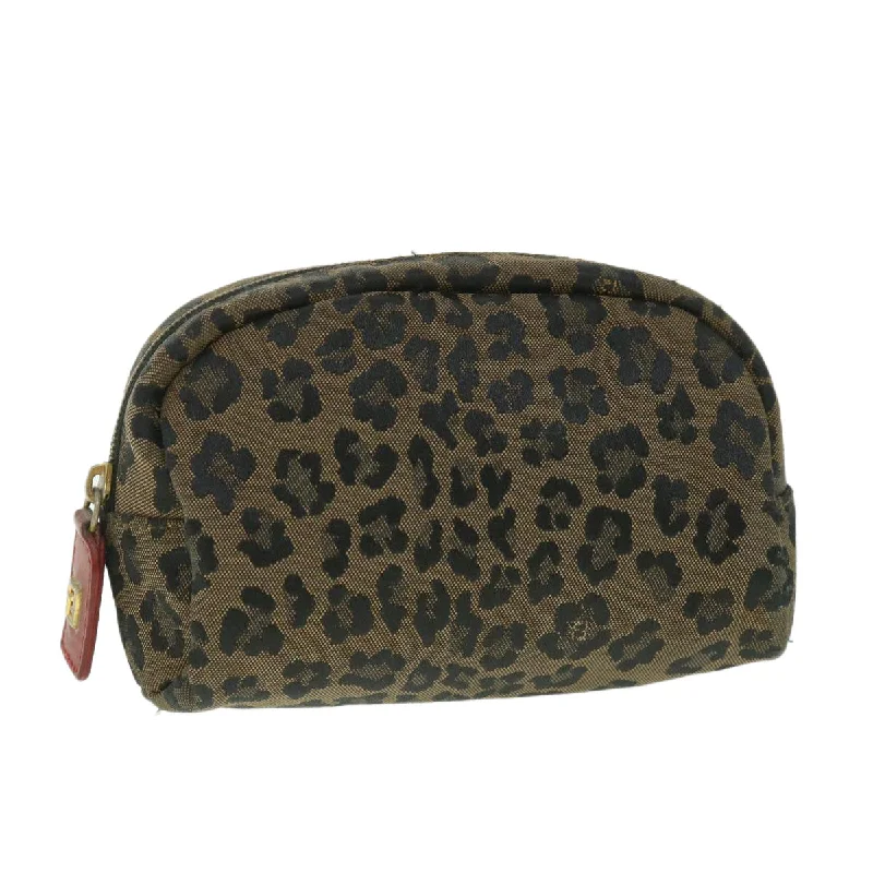 FENDI Leopard Pouch Canvas Brown  ar10418