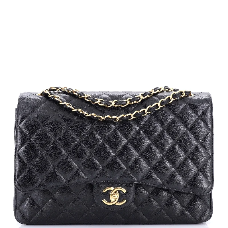 Classic Double Flap Bag Quilted Caviar Maxi