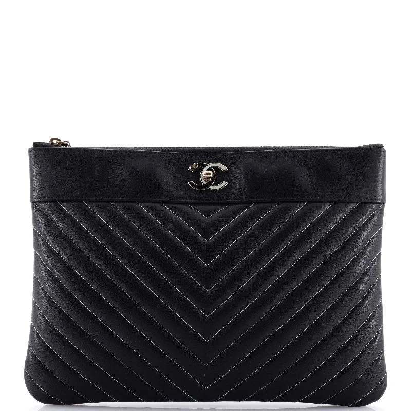 Mademoiselle Vintage O Case Clutch Chevron Sheepskin Medium