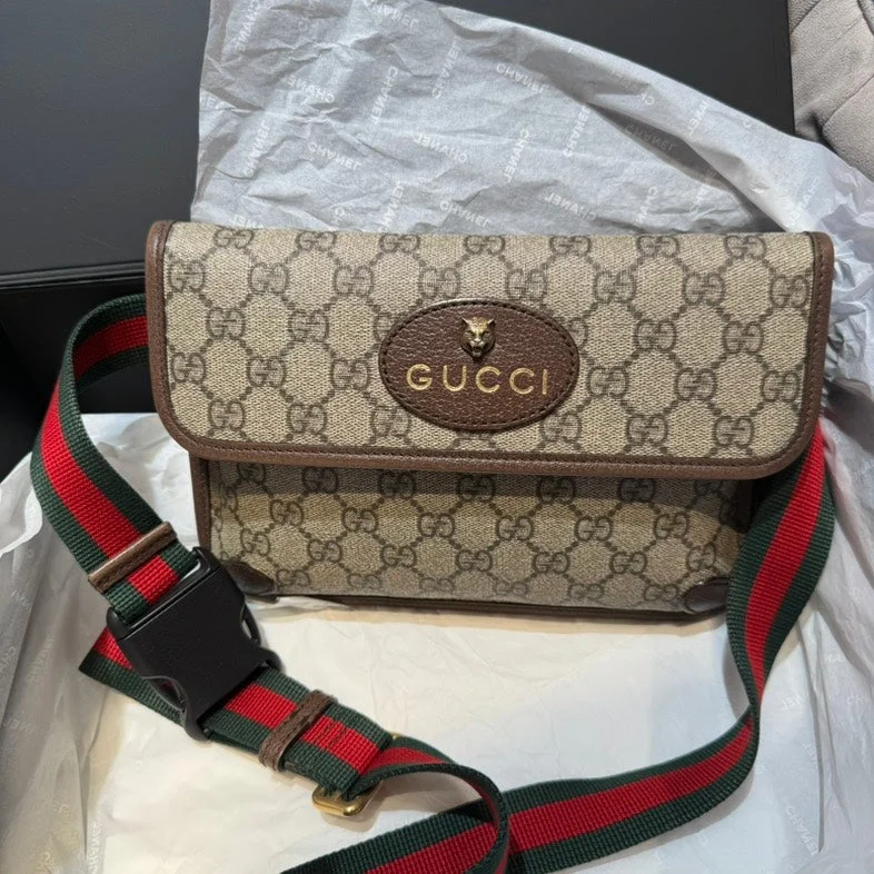 Gucci Beige Brown Monogram Canvas Bumbag