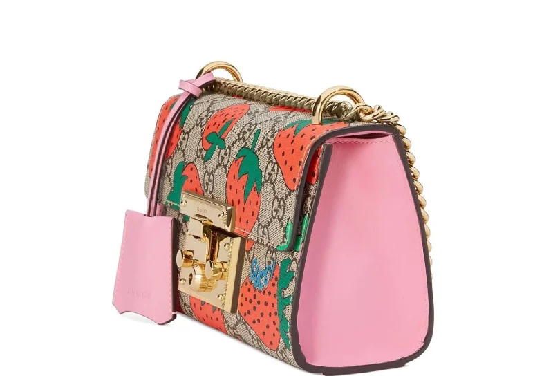 GUCCI PADLOCK GG STRAWBERRY SMALL SHOULDER BAG