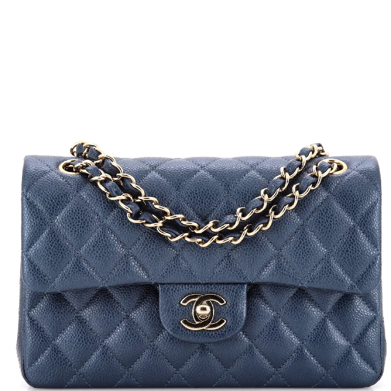 Classic Double Flap Bag Quilted Caviar Small