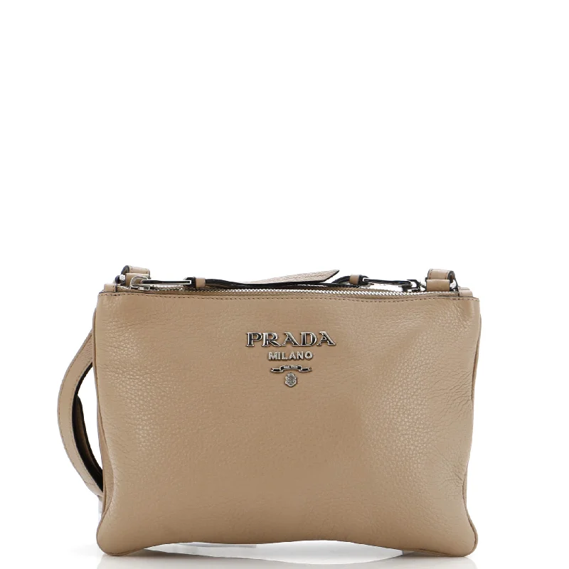 Double Zip Crossbody Bag Vitello Phenix Small