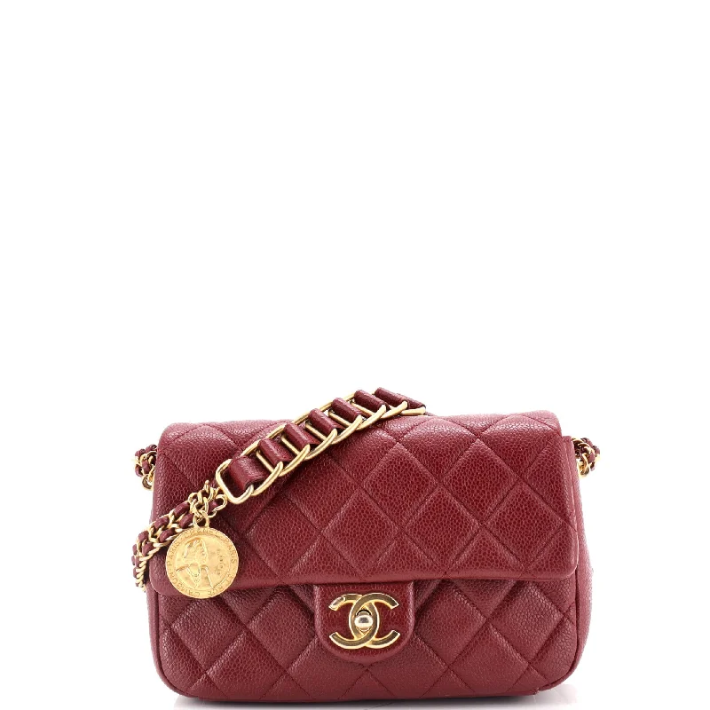 Chain Soul Flap Bag Quilted Caviar Small