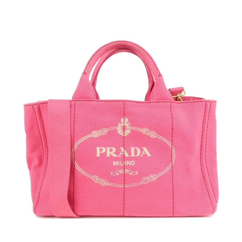 PRADA Canapa Canvas 2Way Bag Hand Bag Shoulder Bag Pink 1BG642