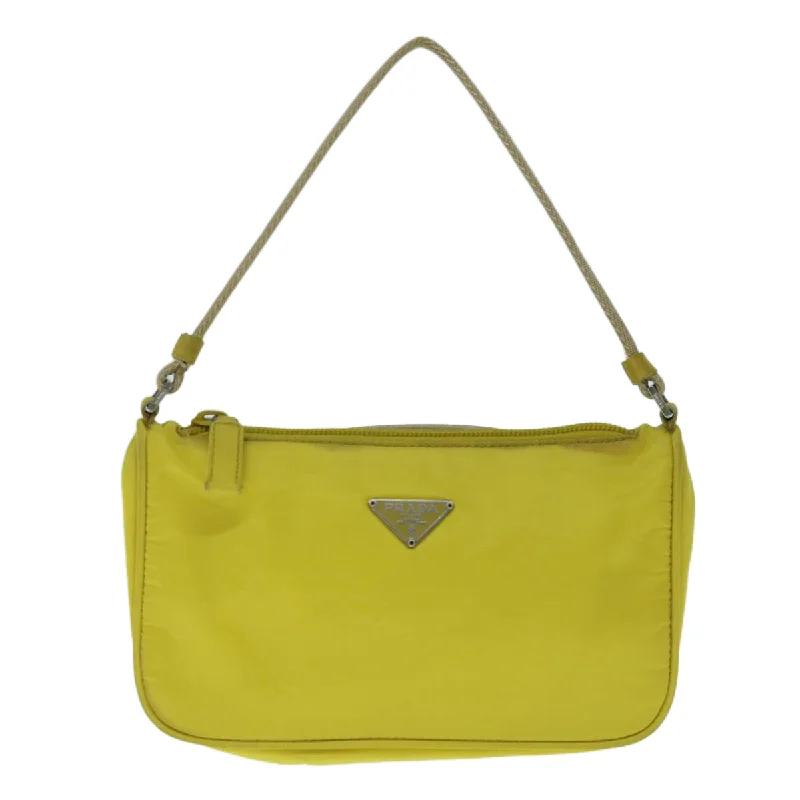 PRADA Accessory Pouch Nylon Yellow  64205