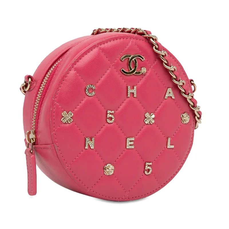 Chanel CC Quilted Lambskin Lucky Charms Round Clutch with Chain (Z9e0hS)