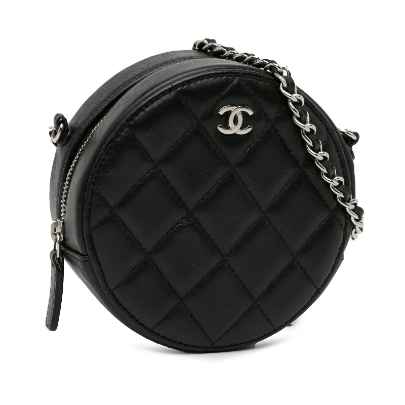 Chanel CC Quilted Lambskin Round Clutch with Chain (s7cHe2)