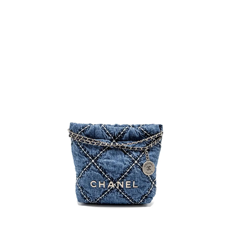 Chanel Mini 22 Denim Light Blue SHW (microchip)