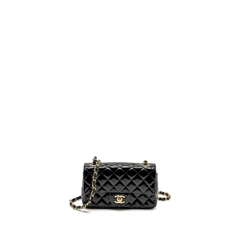 Chanel Mini Rectangular Flap Bag Patent Black LGHW