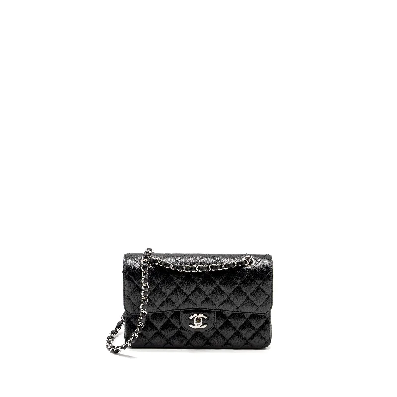 Chanel Small Classic Double Flap Bag Caviar Black SHW (Microchip)