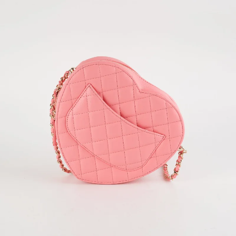 Chanel Heart Bag Large Lambskin Pink (Microchipped)