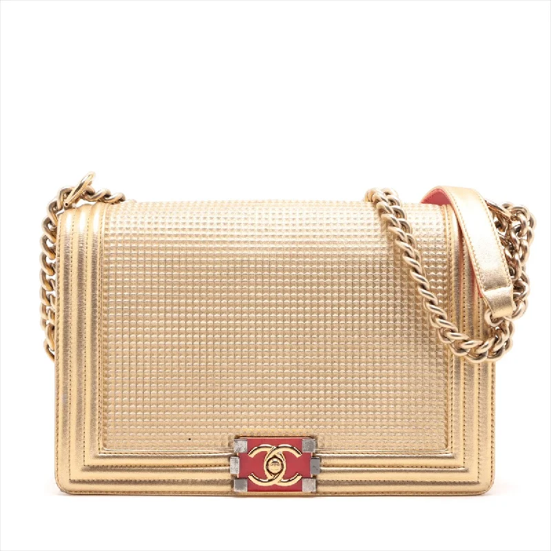 High-end designer bags for menChanel Boy Chanel 28   Chain Shoulder Bag Gold Gold  18 A92193