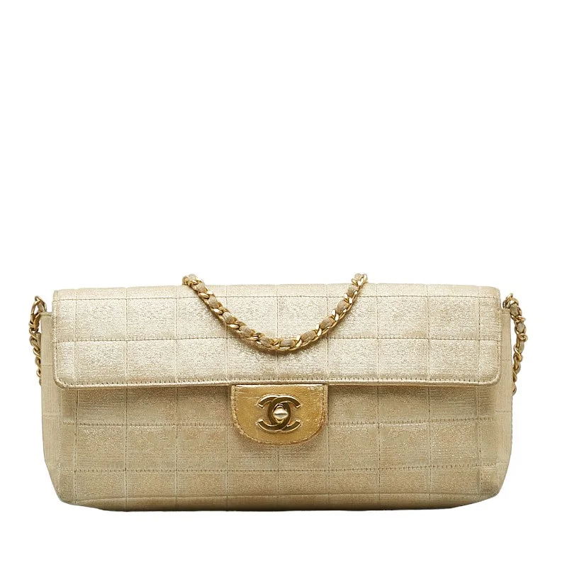 Chanel Coco New Label Line Chain Shoulder Bag Beige Canvas Leather  Chanel