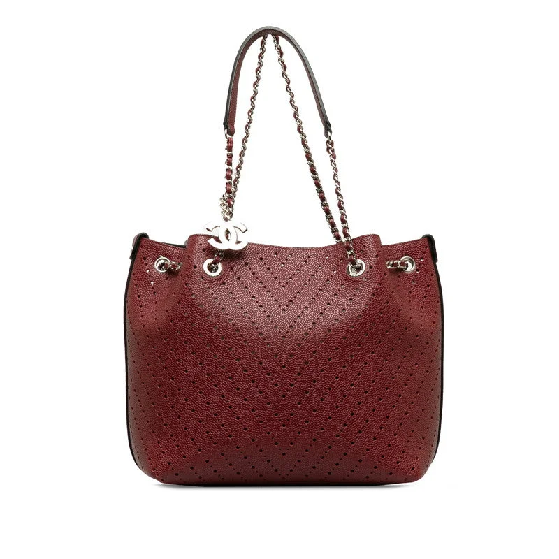 Chanel Cocomark V  Chain houlder Bag Wine Red Leather Lady Chanel